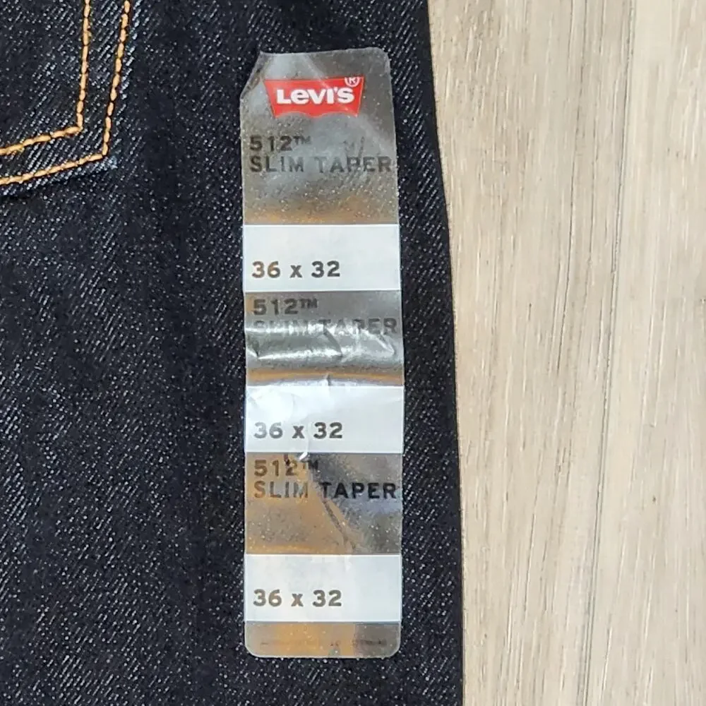 Levi's 512 Jeans Men's 36X32 Dark Wash Slim Taper New 288333148